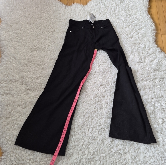 BNWT H&M Linen Blend Black Wide Leg Pants 0 Coastal Minimalist Summer boho Chic - Picture 6 of 12